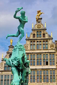 Images Dated 6th August 2019: The Brabo Fountain in the Grote Markt in Antwerp, Belgium