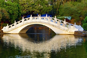 Bridge over a lake at the National Chiang Kai Shek Memorial Hall in Taipei, Taiwan Bridge over a lake at the National Chiang Kai Shek Memorial Hall in Taipei, Taiwan