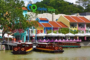 Brightly covered bars and restaurants of Clarke Quay, Singapore, Republic of Singapore Brightly covered bars and restaurants of Clarke Quay, Singapore, Republic of Singapore