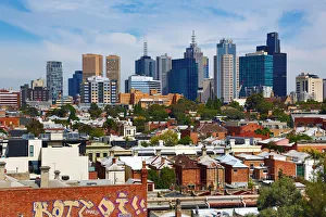City skyline of Melbourne from Brunswick Street, Melbourne, Victoria, Australia City skyline of Melbourne from Brunswick Street, Melbourne, Victoria, Australia