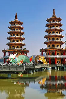 Pagodas Collection: Dragon and Tiger Pagodas temple at the Lotus Ponds, Kaohsiung, Taiwan