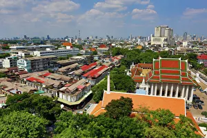 General view of Bangkok skyline from the Golden Mount, Wat Saket Temple, Bangkok, Thailand General view of Bangkok skyline from the Golden Mount, Wat Saket Temple, Bangkok, Thailand