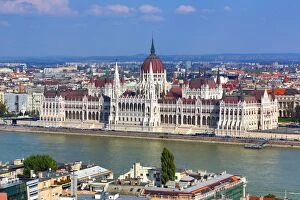 Rivers Gallery: The Hungarian Parliament Building, the Orszaghaz, and the River Danube in Budapest