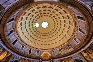 Images Dated 3rd October 2019: Inside the dome of the Pantheon di Roma church, Rome, Italy