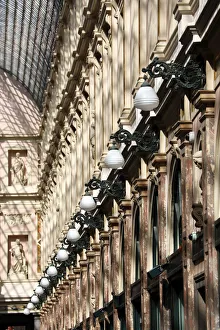Lamps and columns of the Galerie de la Reine shopping gallery, Brussels, Belgium Lamps and columns of the Galerie de la Reine shopping gallery, Brussels, Belgium