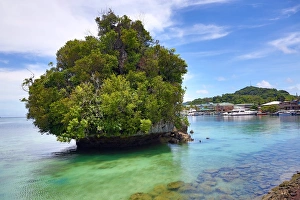 Limestone island in Koror, Koror Island, Republic of Palau, Micronesia, Pacific Ocean Limestone island in Koror, Koror Island, Republic of Palau, Micronesia, Pacific Ocean