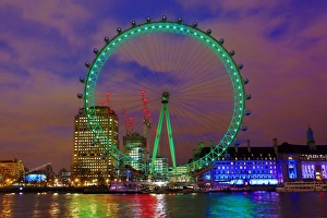 London Eye goes green for Saint Patricks Day in London London Eye goes green for Saint Patricks Day in London