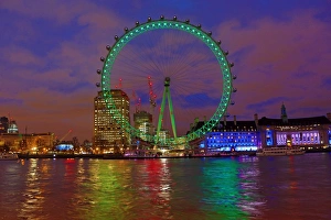 London Eye goes green for St. Patricks Day in London London Eye goes green for St. Patricks Day in London