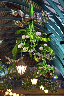 Mistletoe Christmas Decorations in Covent Garden, London Mistletoe Christmas Decorations in Covent Garden, London