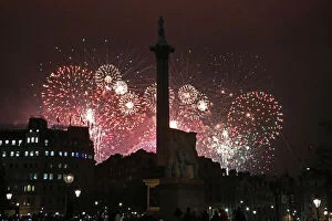 Firework Gallery: New Years Eve Fireworks Nelsons Column Trafalgar Square, London