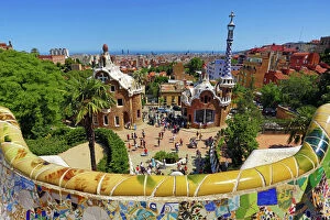 Barcelona Gallery: Parc Guell park with architecture deisgned by Antoni Gaudi in Barcelona, Spain