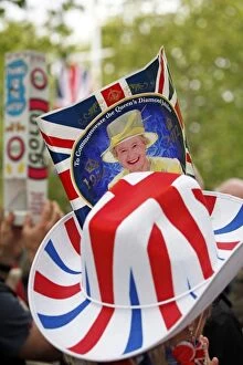 Images Dated 5th June 2012: Patriotic crowds celebrating at the Queen Elizabeth II Diamond Jubilee Celebrations, London