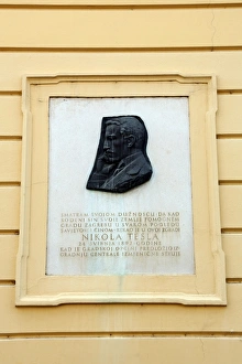Relief profile portrait of Nikola Tesla in Zagreb, Croatia Relief profile portrait of Nikola Tesla in Zagreb, Croatia