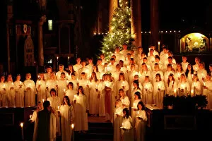 Images Dated 15th December 2006: Sankta Lucia candlelight service by the Swedish church in Westminster Cathedral