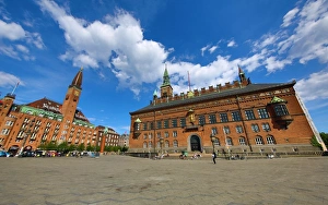 Scandic Hotel building and clock tower and the Radhus or Town Hall in Radhuspadsen Scandic Hotel building and clock tower and the Radhus or Town Hall in Radhuspadsen