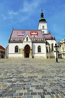 Saint Collection: St. Marks Church and cobbles of the Square in Zagreb, Croatia