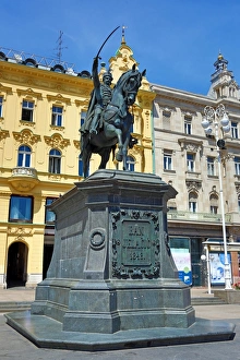Statue of Ban Jelacic riding a horse in Ban Jelacic Square in Zagreb, Croatia Statue of Ban Jelacic riding a horse in Ban Jelacic Square in Zagreb, Croatia