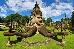 Statue of Buddha heads at the Buddha Park, Vientiane, Laos Statue of Buddha heads at the Buddha Park, Vientiane, Laos