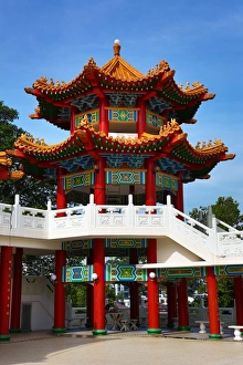 Tower and roof decorations on the Thean Hou Chinese Temple, Kuala Lumpur, Malaysia Tower and roof decorations on the Thean Hou Chinese Temple, Kuala Lumpur, Malaysia