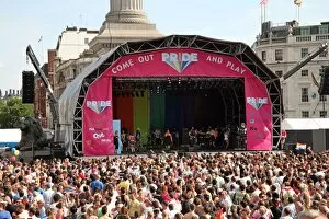 Images Dated 4th July 2009: Trafalgar Square stage at London Pride Parade 2009