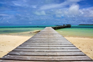 Wooden jetty, Carp Island, Republic of Palau, Micronesia, Pacific Ocean Wooden jetty, Carp Island, Republic of Palau, Micronesia, Pacific Ocean