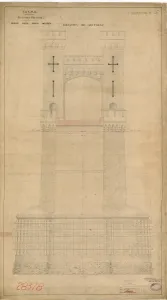 River Mersey Prints: Runcorn Bridge Print - Elevation of Abutment over River Mersey