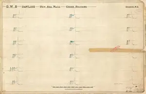 British Railway History Prints: G. W. R Dawlish New Sea Wall Cross Sections [1901]