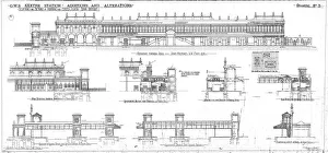 GWR Exeter Station Print - Elevations and Sections