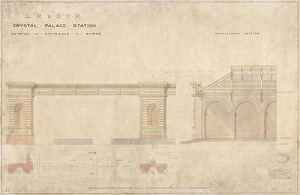 Images Dated 8th November 2013: LB & SCR Crystal Palace Station Elevation of Entrance to Sheds [c1853]
