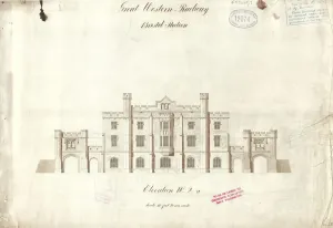 Bristol Temple Meads Station Prints: Great Western Railway Bristol Station Elevation no. 2a [c1840s]
