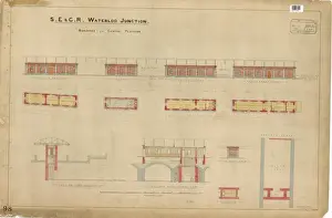 Waterloo Station Prints: Waterloo Junction Station Centre Platform Print [1899]