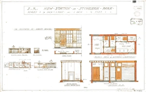 Vintage Railway Stations UK Prints: S. R. New Station at Stoneleigh Park [1931]