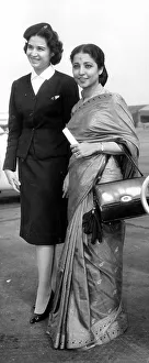 <b class=qtipBold><figcaption>Air Hostess in a Sari</figcaption></b><br>Air Hostess in a Sari, 22 year old Indian air hostess from Bombay Savi Multani. Published 11th April 1960.<br><em>© Flightglobal</em> Air Hostess in a Sari