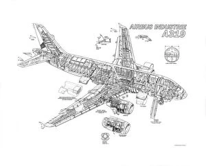 Airbus Cutaway Collection: Airbus A319 Cutaway Drawing