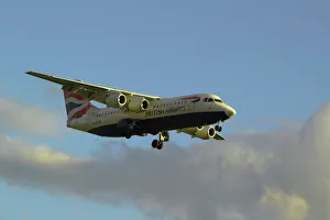 <b class=qtipBold><figcaption>BAe 146 British Airways</figcaption></b><br>B.A Bae 146 RJ100 G-BZAW arriving into Birmingham.<br><em>© ian loasby@onetel.com</em> BAe 146 British Airways