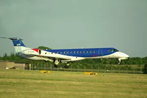 Embraer Collection: BMI Embraer ERJ145 landing at Manchester