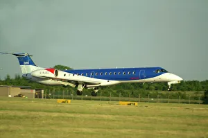 BMI Embraer ERJ145 landing at Manchester BMI Embraer ERJ145 landing at Manchester