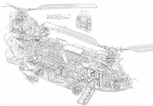 Boeing Cutaway Gallery: Boeing Vertol Chinook 234 Cutaway Drawing
