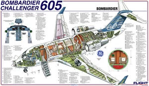 Business Aircraft Cutaways Gallery: Bombardier Challenger 605 Cutaway Poster