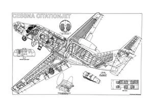 Business Aircraft Cutaways Gallery: Cessna CitationJet Cutaway Drawing