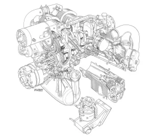 Rolls Royce Cutaway Prints: Rolls-Royce Continental 0-240 Cutaway Print