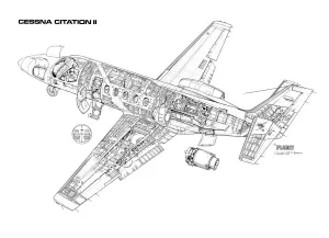 Cessna Cutaway Prints: Cessna Citation II Cutaway Drawing Print
