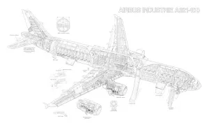 Airbus Cutaway Prints: Airbus A321-100 Cutaway Drawing Print
