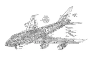 Aviation Cutaway Prints: Boeing 747SP Cutaway Drawing Print