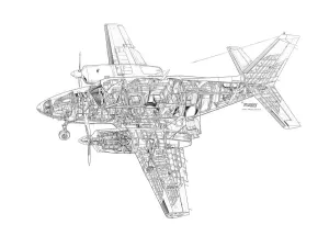 Aviation Cutaway Prints: Piper Navajo PA-31 Cutaway Print
