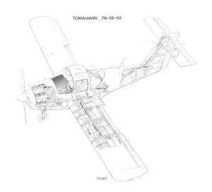 Aviation Cutaway Prints: Piper Tomahawk PA-38-112 Cutaway Drawing Print