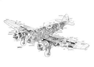 Aviation Cutaway Prints: Bristol Beaufighter Cutaway Print
