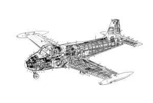 Aviation Cutaway Prints: BAC Jet Provost T3 Cutaway Drawing Print