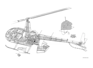 Aviation Cutaway Prints: Robinson R44 Cutaway Drawing Print