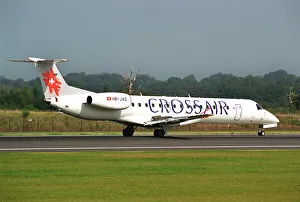 <b class=qtipBold><figcaption>Embraer ERJ145 Crossair</figcaption></b><br>Crossair Embraer E145 Manchester 14th September 2002<br><em>© Malcolm Bradbury</em> Embraer ERJ145 Crossair